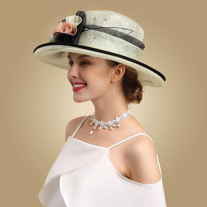 Duchess Fascinator Kentucky Derby Elegant Wide Brim Fedoras