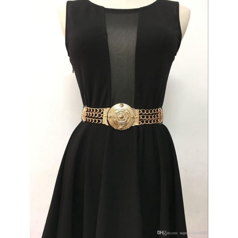 Elastic Wide Gold Metal Waist Chain Fashion Belt