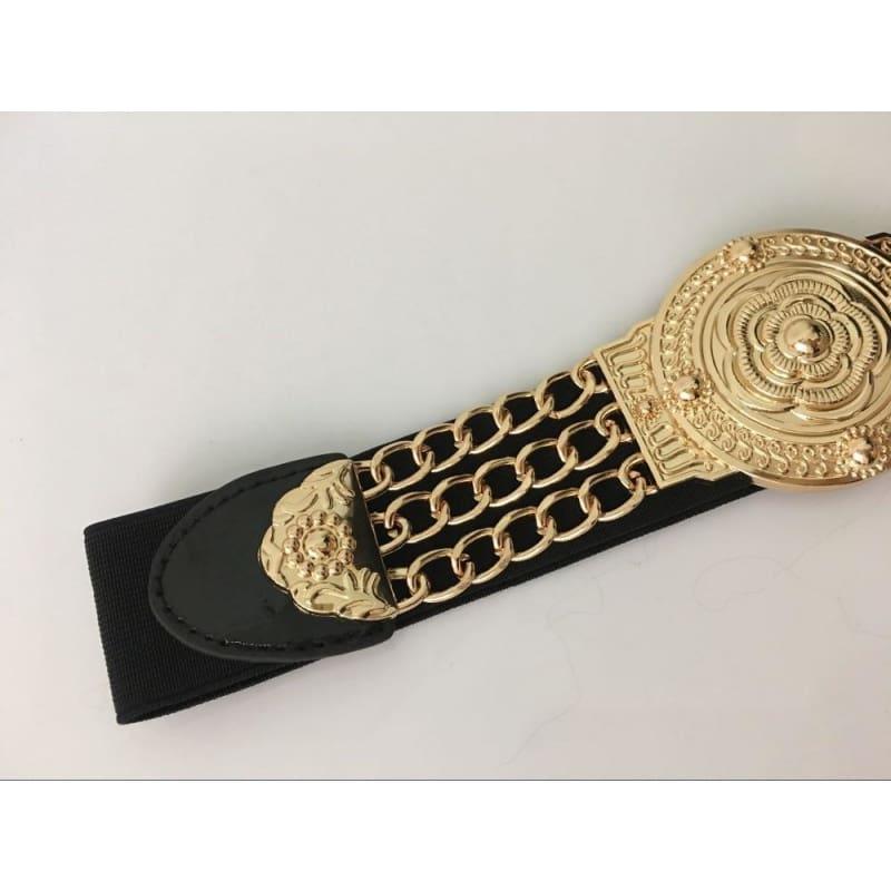 Elastic Wide Gold Metal Waist Chain Fashion Belt