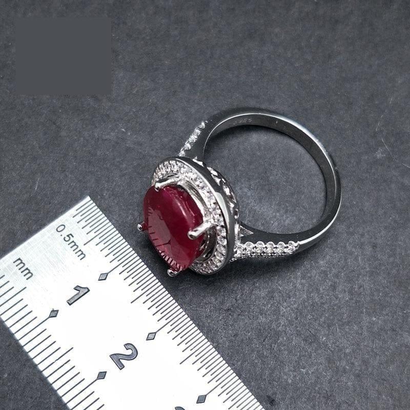 Elegant Engagement Ring with Natural Ruby 925 sterling Silver Gemstone RING