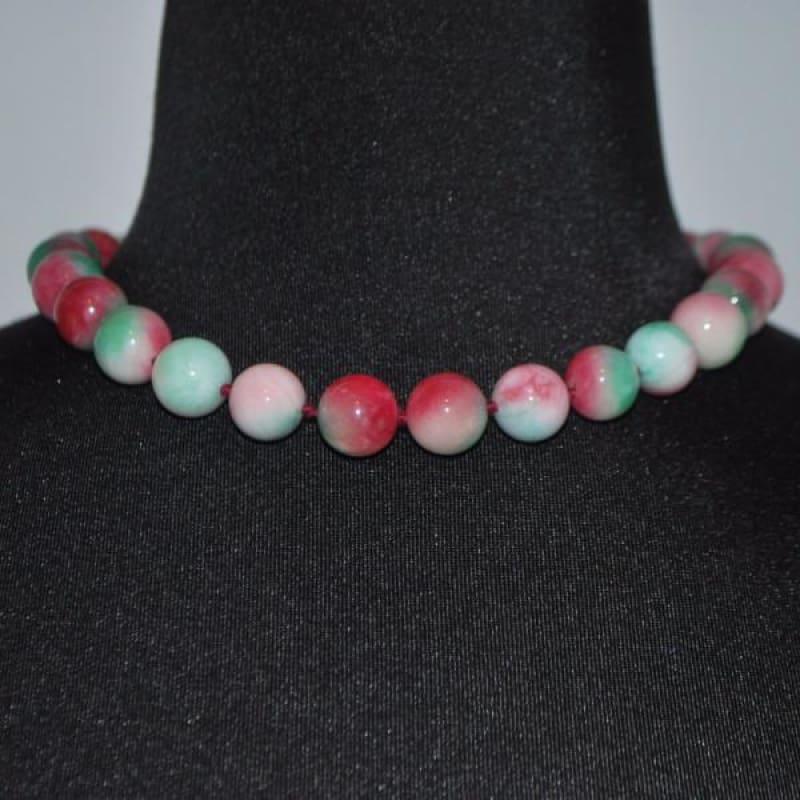 Elegant Green And Red Jade Necklace