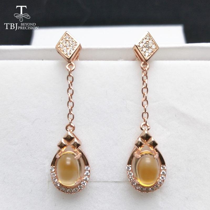 Elegant Natural Citrine Rose Color Gemstone Earrings