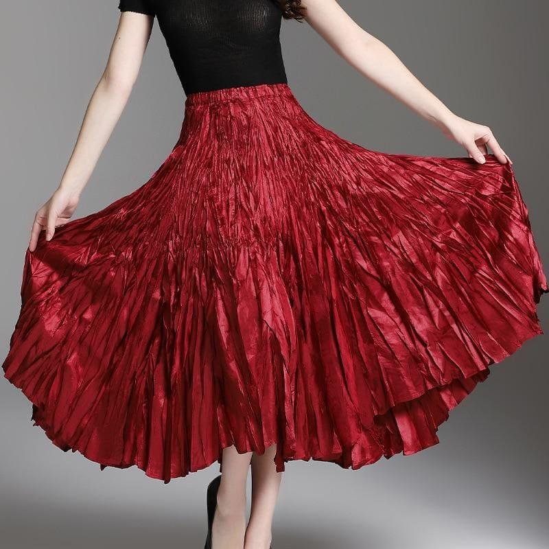 Empire Waist Pleated Elastic Skirt