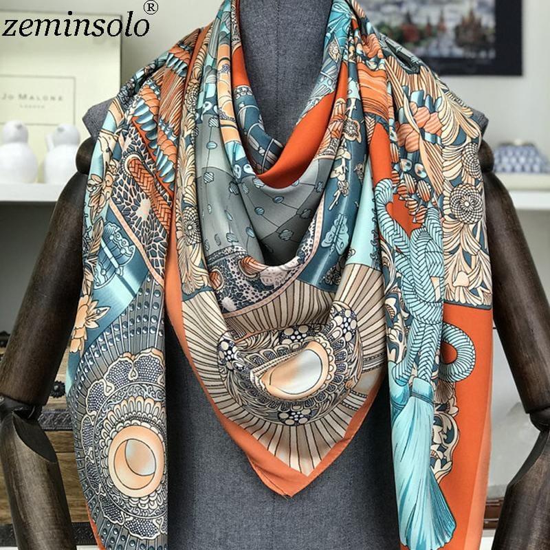 Fashion Square Silk Foulard Printed Bandana  Scarf