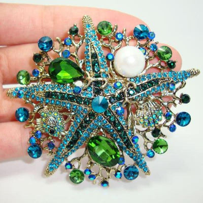 Fashionable Jewelry Retro Style Green Rhinestone Crystal Pearl