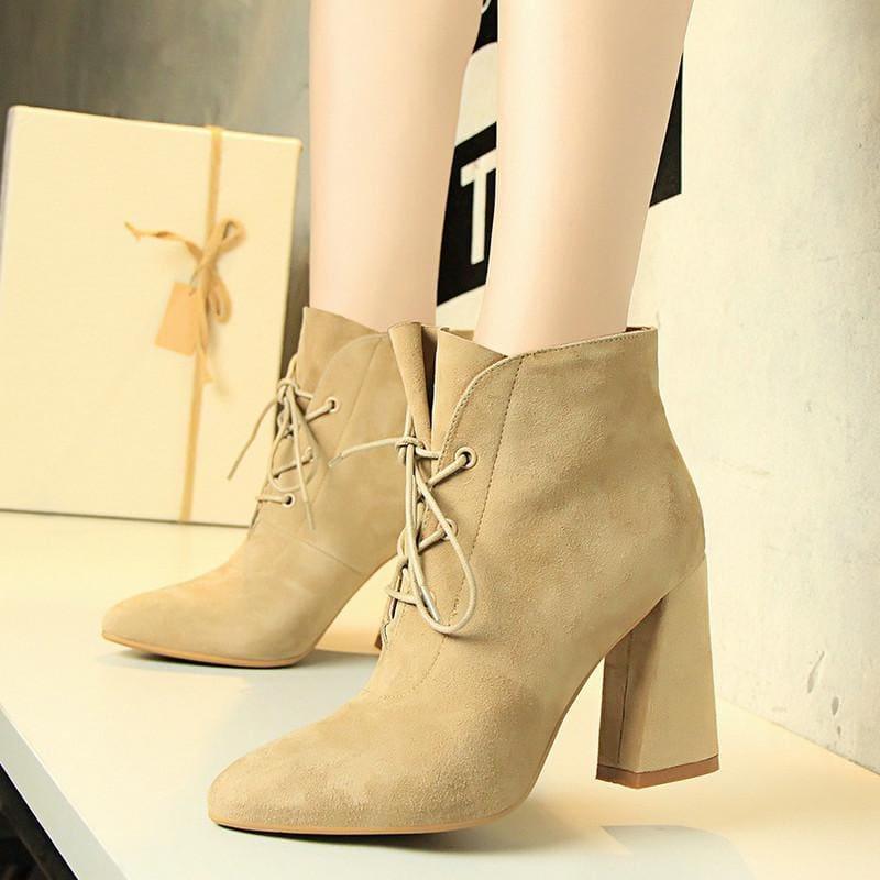 Flock Fashion Pointed Toe Ankle Boots