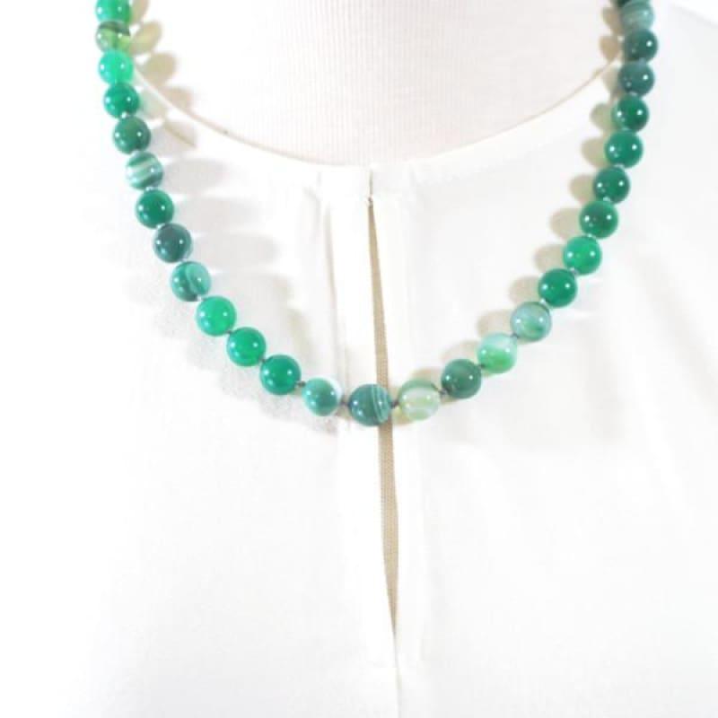 Genuine Green Stripe Agate Onyx Necklace.