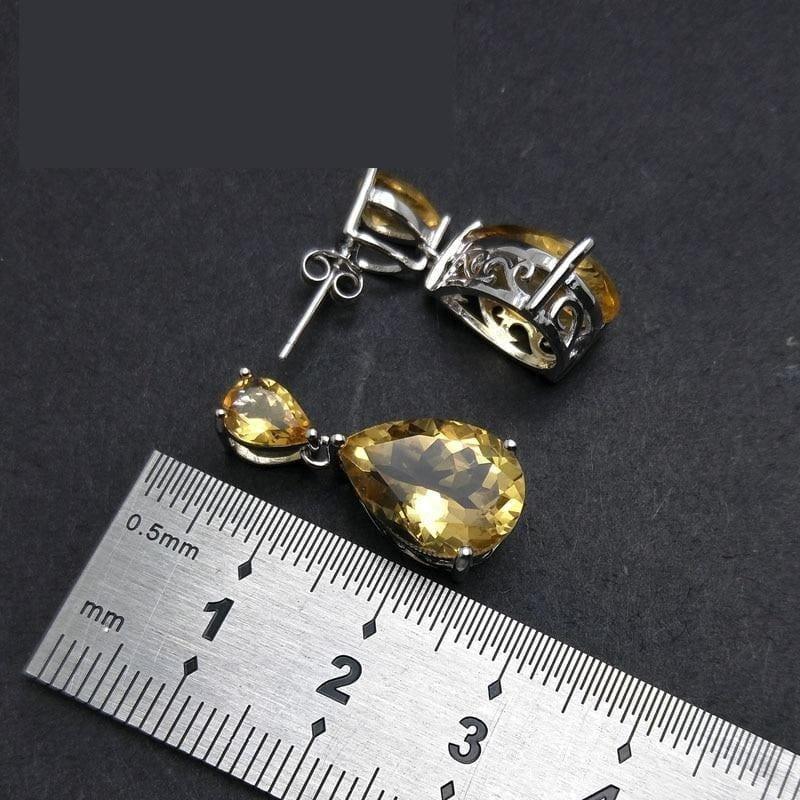 Gorgeous Pear Shaped Brazil Citrine S925 silver Gemstone Earring and Pendant  Jewelry Set