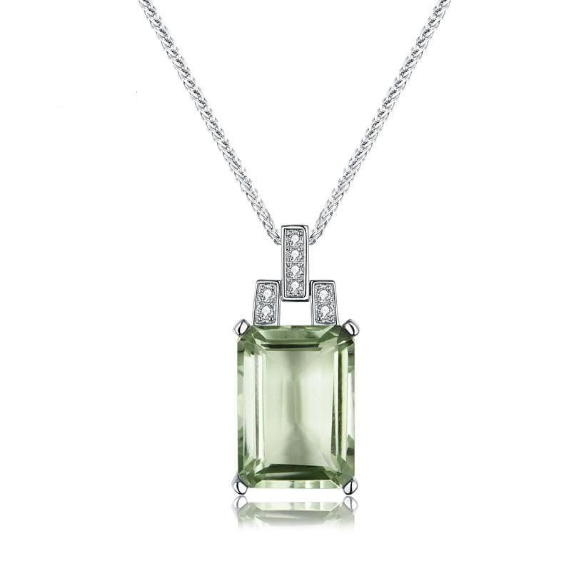 Green Amethyst Gemstone Pendant Necklace