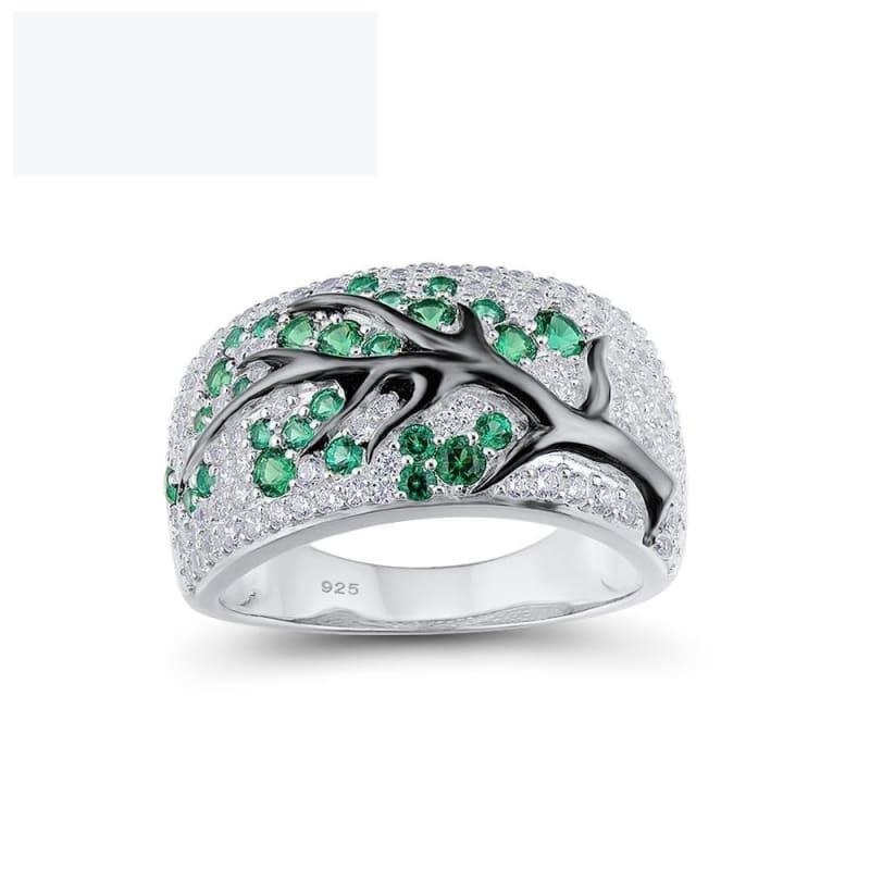 Green-Spinels Gem Stone Cubic Zirconia 925 Sterling Silver Ladies Ring