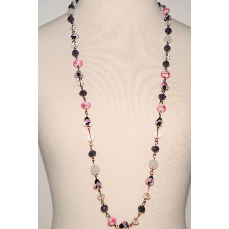 Handmade Wired Pink and Purple Lampwork Necklace