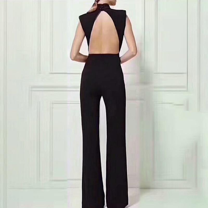 High Waist Maxi Wide Leg  Backless Sleeveless Jumpsuits