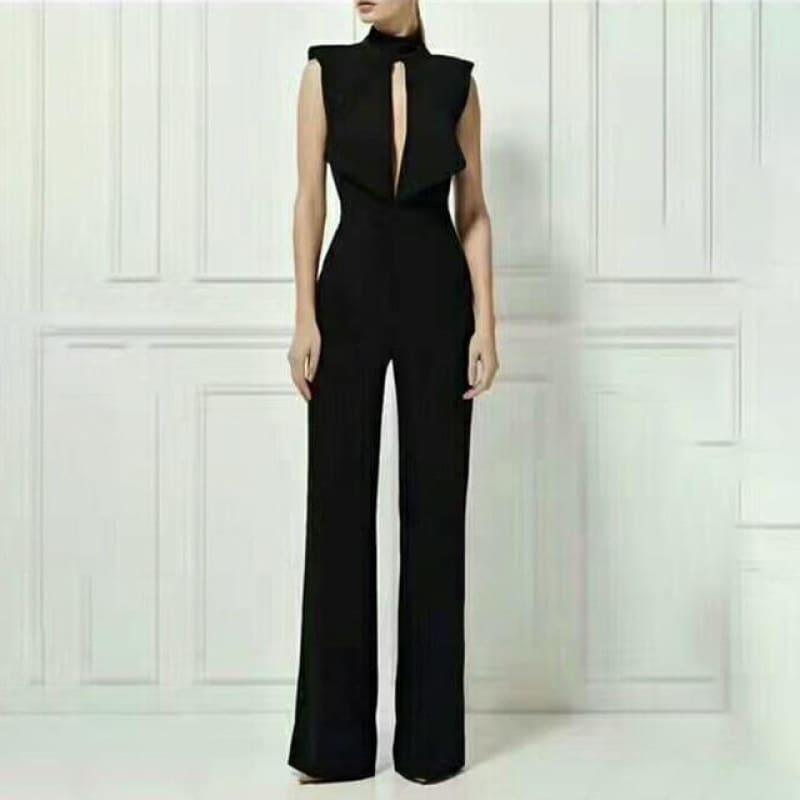 High Waist Maxi Wide Leg  Backless Sleeveless Jumpsuits