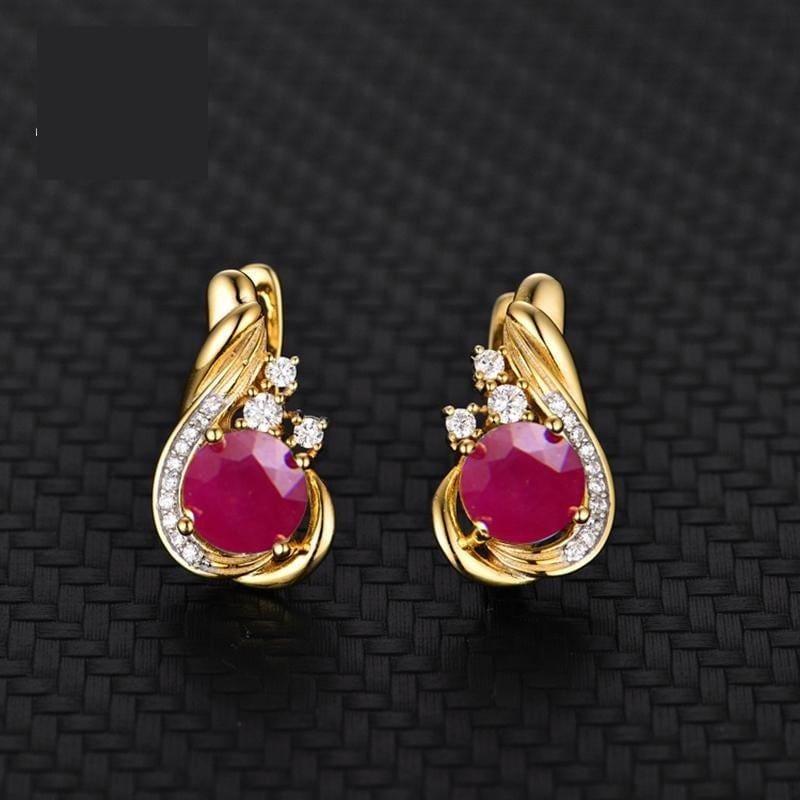 Indian Ruby Simple Classic Design Earrings