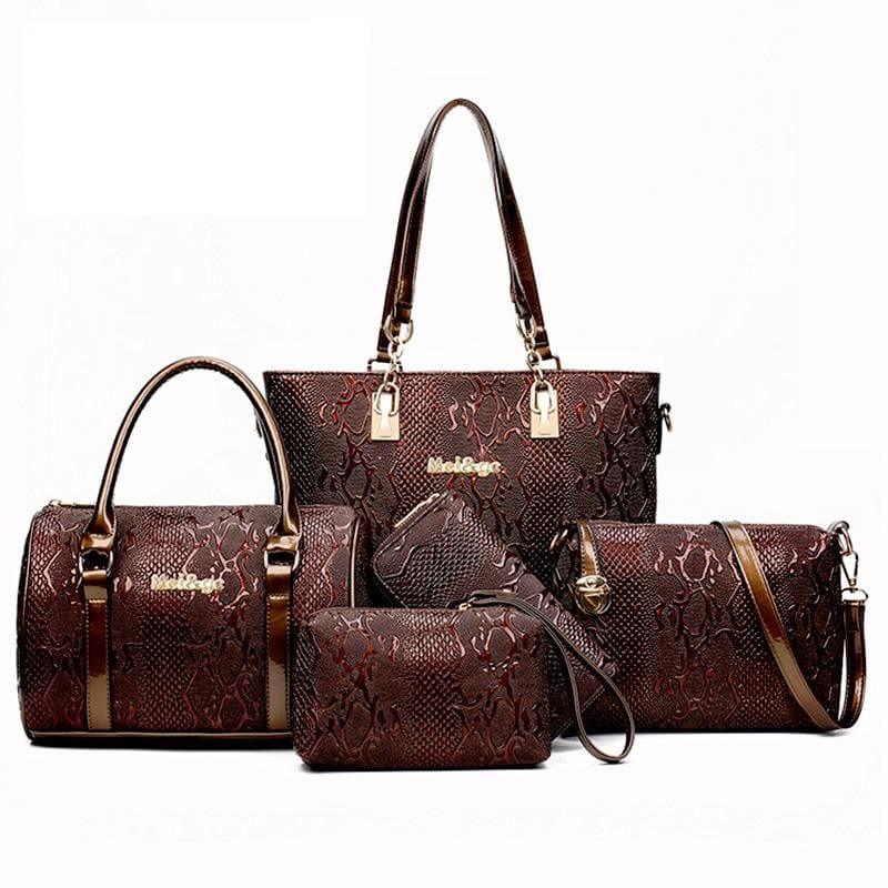 Leather Handbag High Quality Six-Piece Set Bag