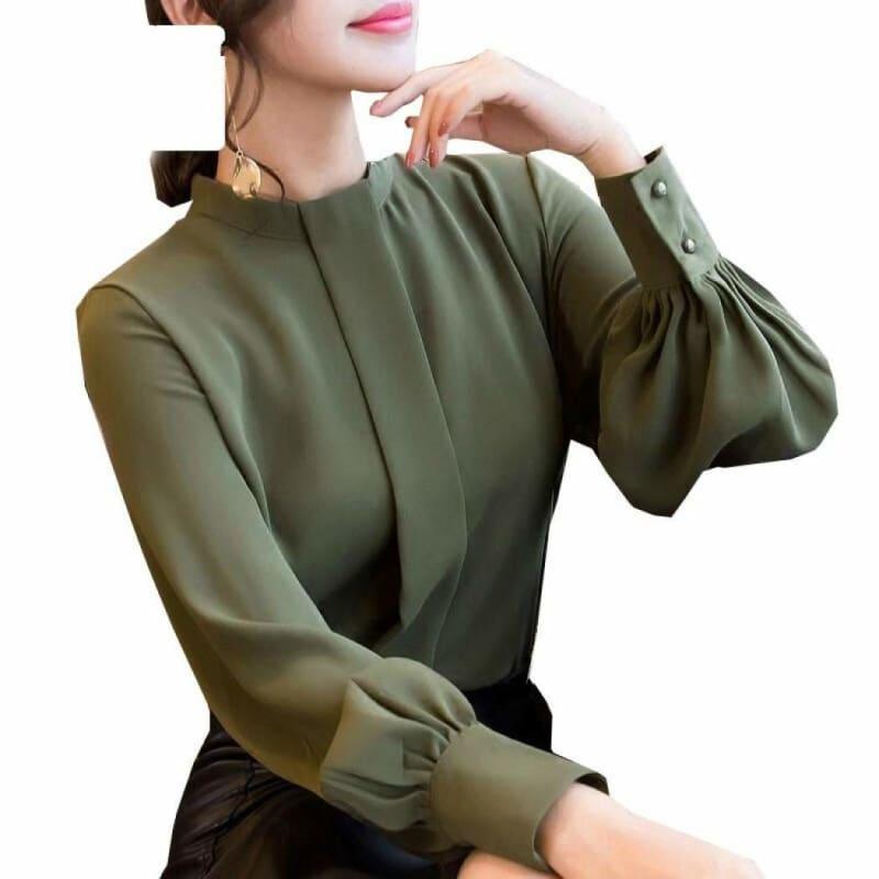 Long Sleeve Shirts Casual Chiffon Work Wear Office Blouse