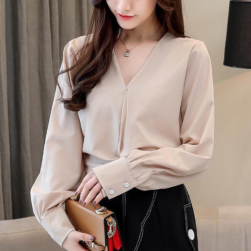 Long Sleeve Women Chiffon Blouse