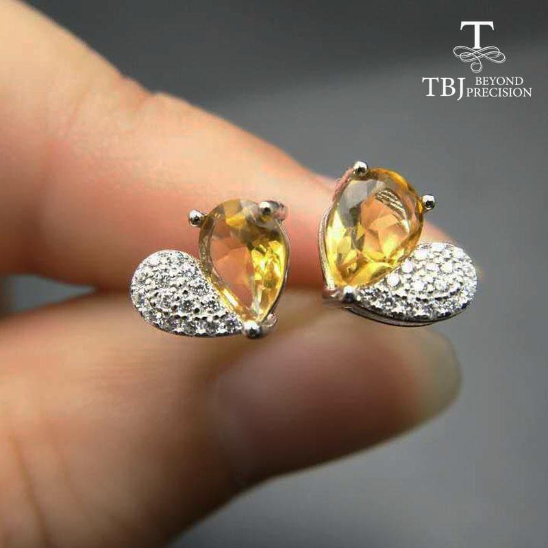 Lovely Heart Shape Natural Citrine 5*7mm Gemstone Earrings