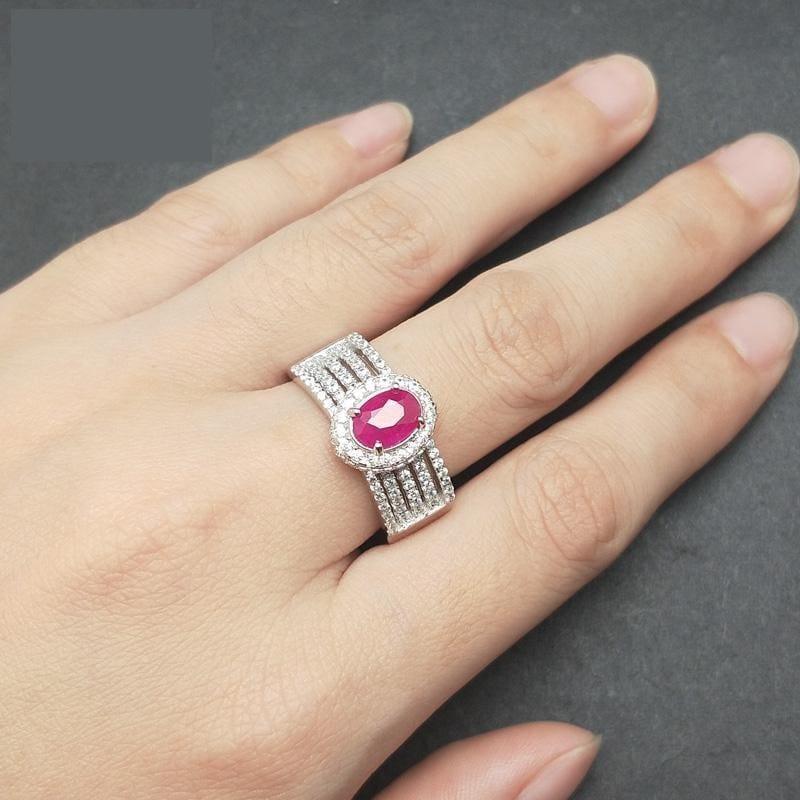 Luxury Trendy Ruby gemstone 925 Sterling Silver Ring