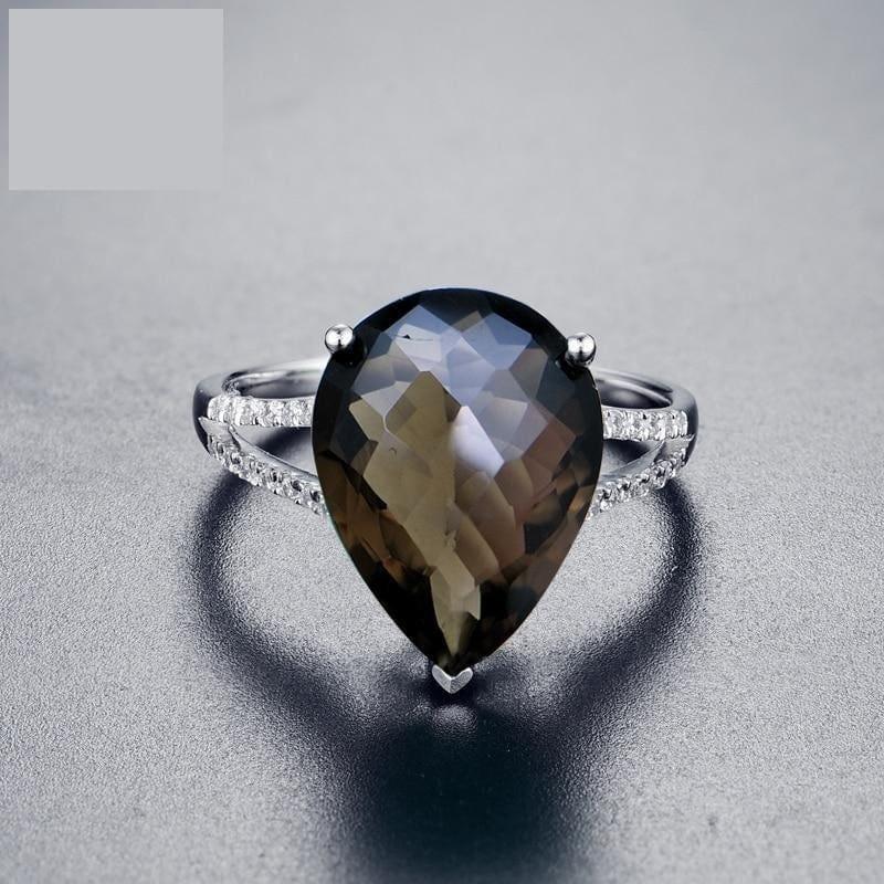 Natural Smoky Quartz Pear Shaped 12*16 10ct Gemstone Ring