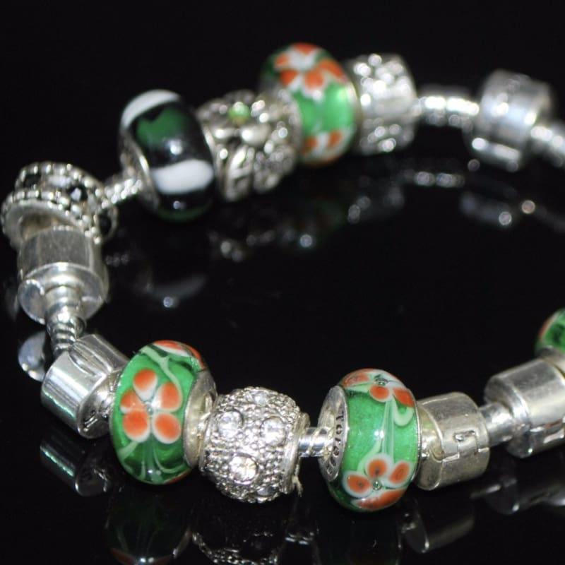 Orange Petals Murano Glass Bead Charm Bracelets