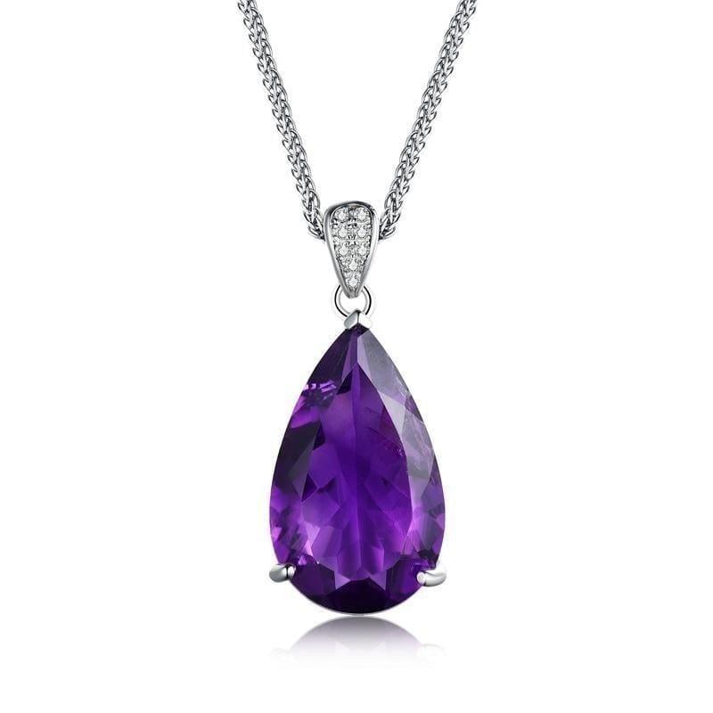 Pear Shaped 925 Silver Dangle Clasp Earring Pendant African Amethyst Luxury Jewelry Set