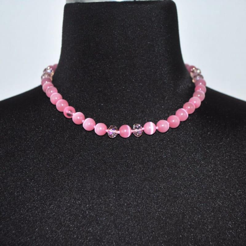 Pink Mexican Opal Beaded Women's Necklace