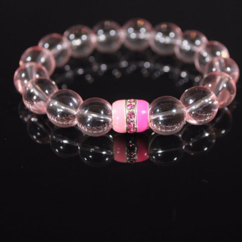 Pink Quartz With Charm  Beaded Women's Bracelets