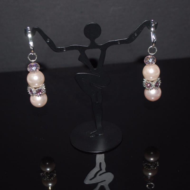 Pink shell Rhinestone Drop Earrings