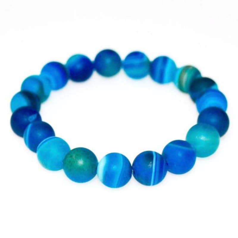 Polish Sapphire Stripe Gemstone  Unisex / Men's Bracelets