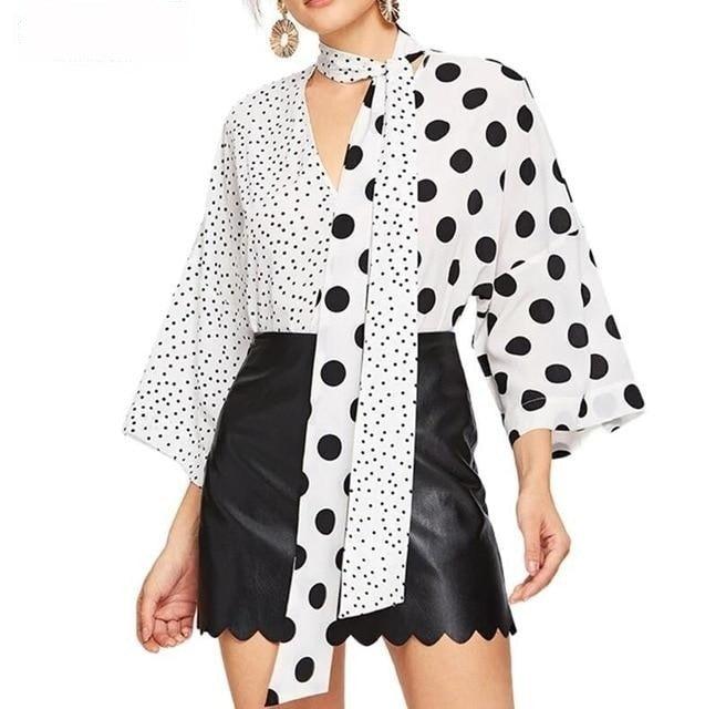 Polka Dots Printing Casual Blouse