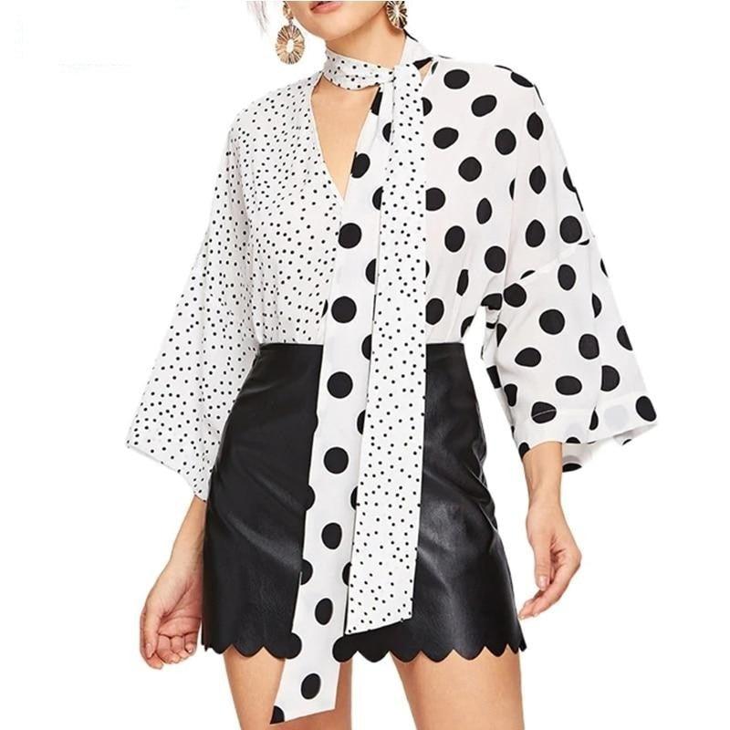 Polka Dots Printing Casual Blouse