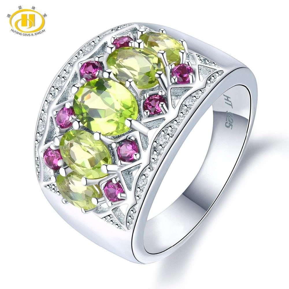 Peridot Garnet Solid 925 Sterling Silver Rings