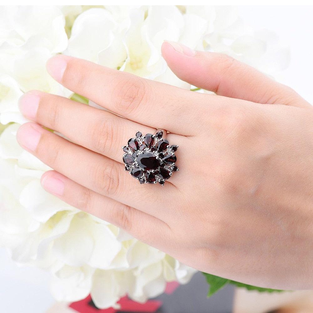 Natural Black Garnet Rings