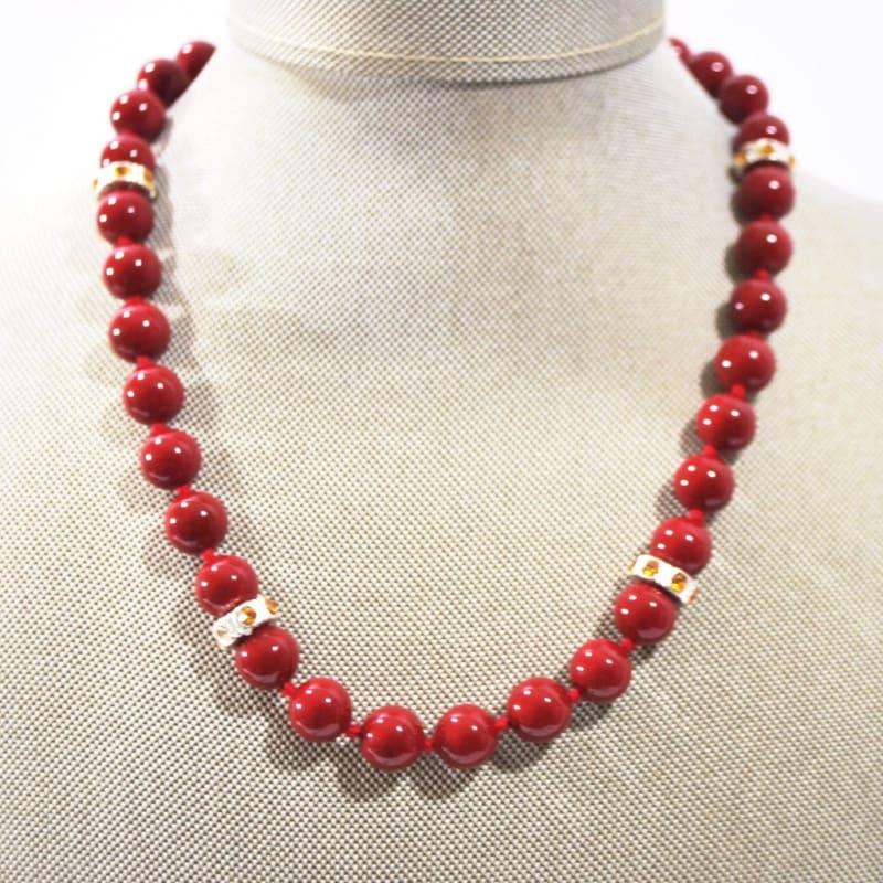 Red Beaded With Charms Ascent Women's  Necklace.