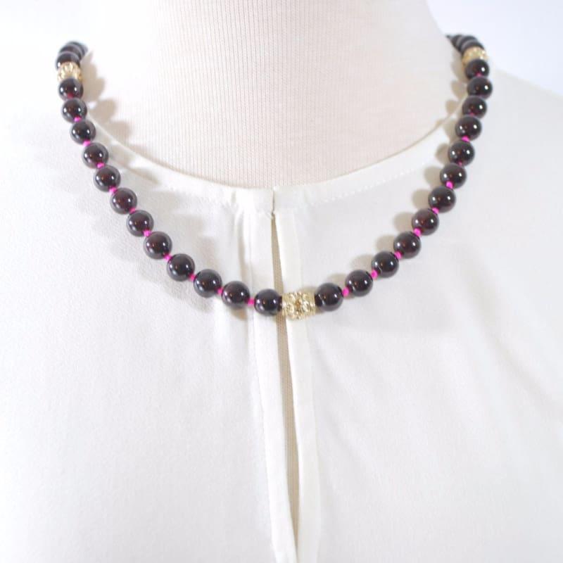 Red Garnet Gemstone With Charm Ascent Women's Necklace