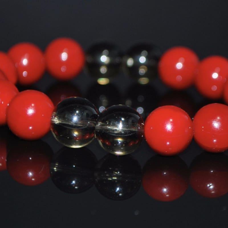 Red Shell with Black Quartz Beaded Bracelets