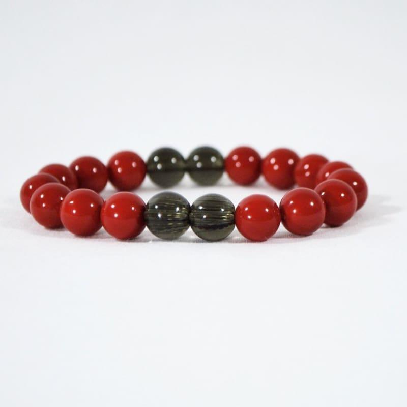 Red Shell with Black Quartz Beaded Bracelets