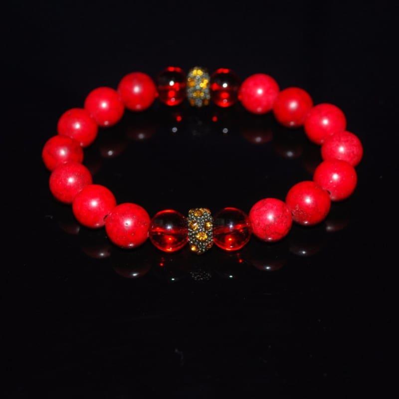 Red Turquoise With Copper Rhinestone Bracelets