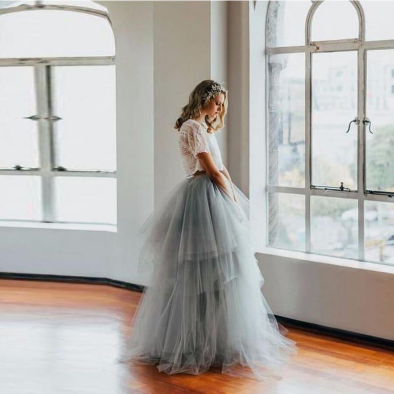 Puffy Tulle Tiered Long Maxi Skirt