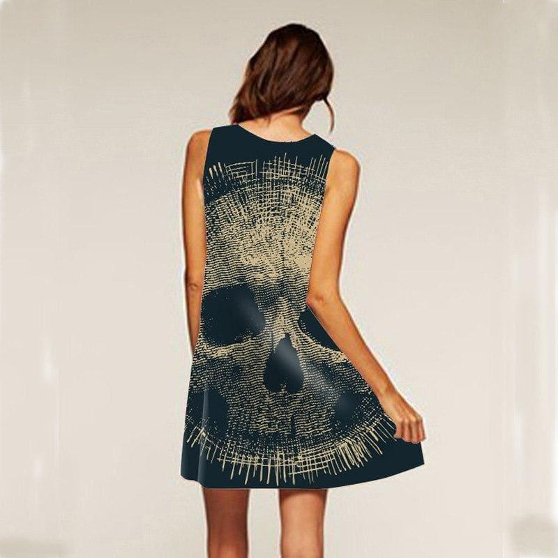 Skull Dress Sleeveless Summer Beach Mini Dress