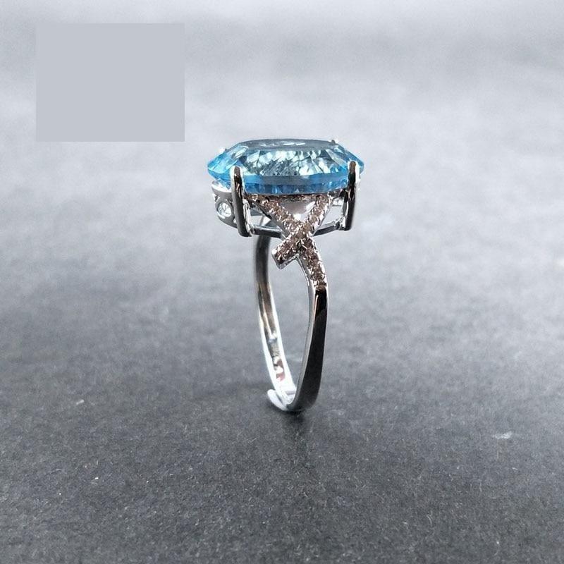 Sky Blue Topaz Oval 10*14mm Concave Cut  Simple Gemstone Ring