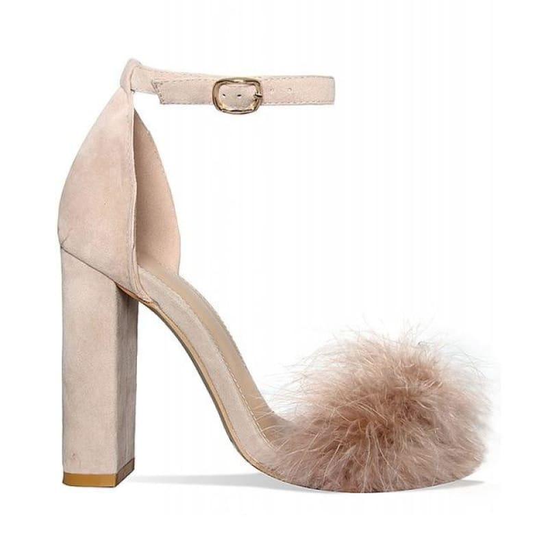 Summer Sexy High Heels Faux Fur Party Sandals