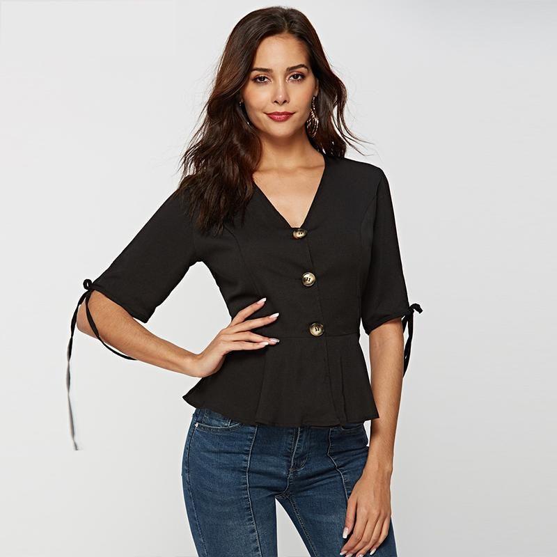 Summer V Neck Blouse Shirt