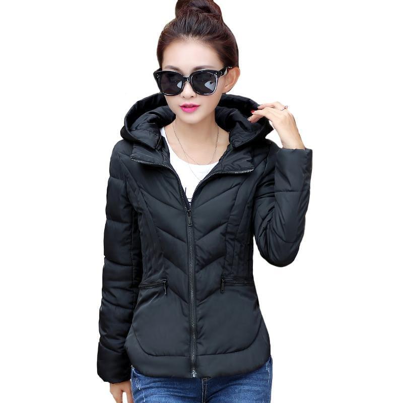 Thick Parka Cotton Hooded Fur Collar Short Winter Coat