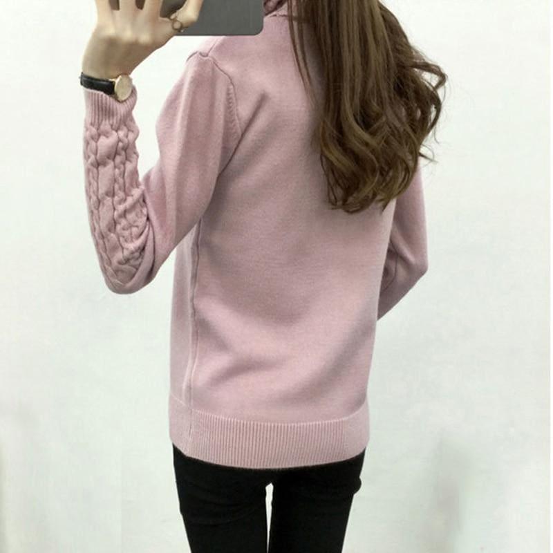 Thick Warm Turtleneck  Pullover Knit Long Sleeve Cashmere Sweater