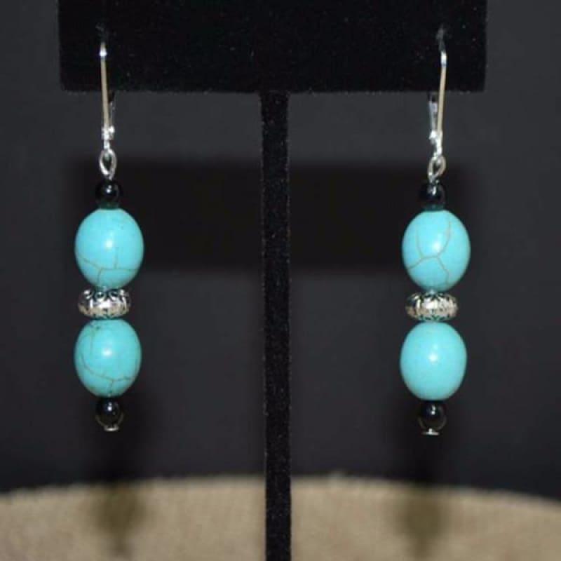 Turquoise Antique Silver Drop Earrings