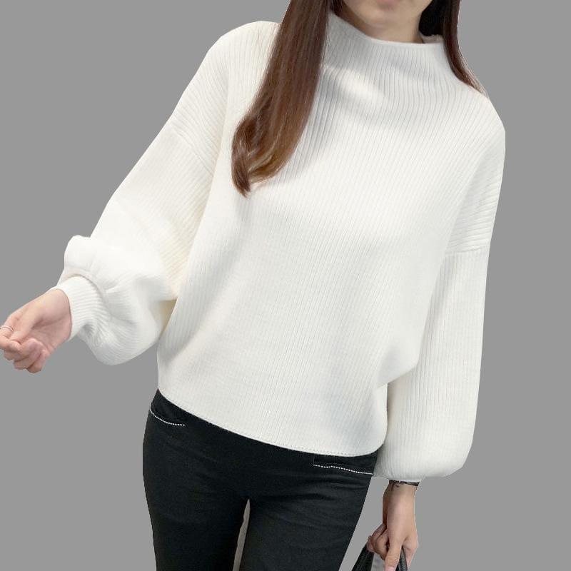 Turtleneck Batwing Sleeve Pullovers Loose Knitted Sweater Top