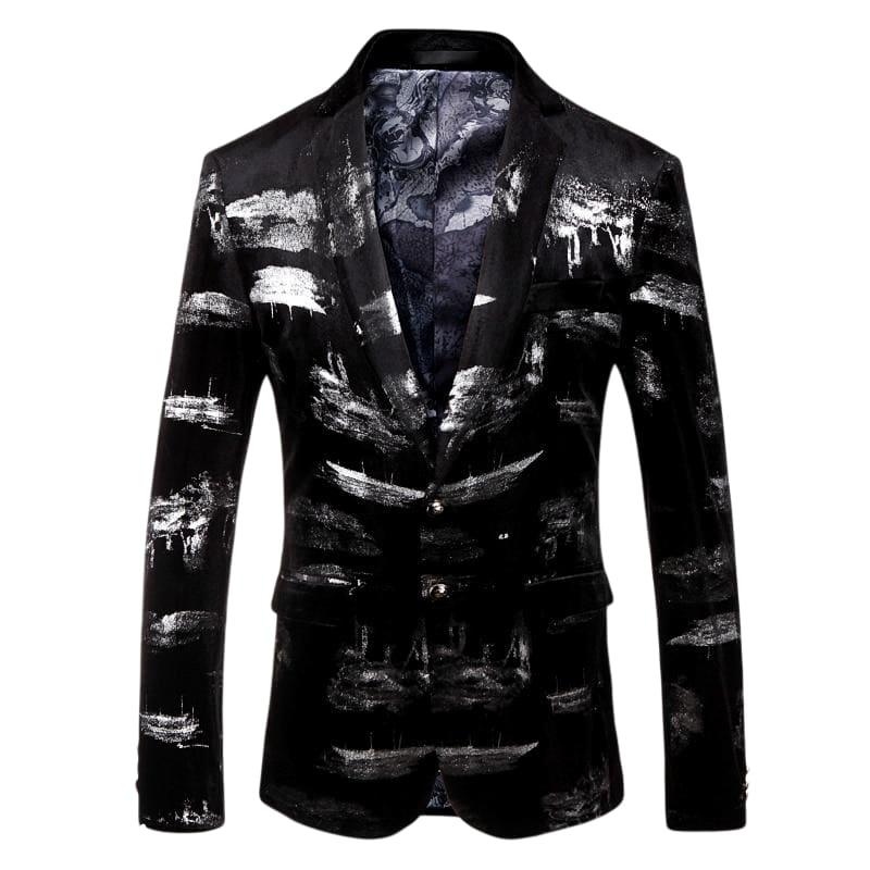 Unique Black  Mens Printed Men's Blazer Jacket