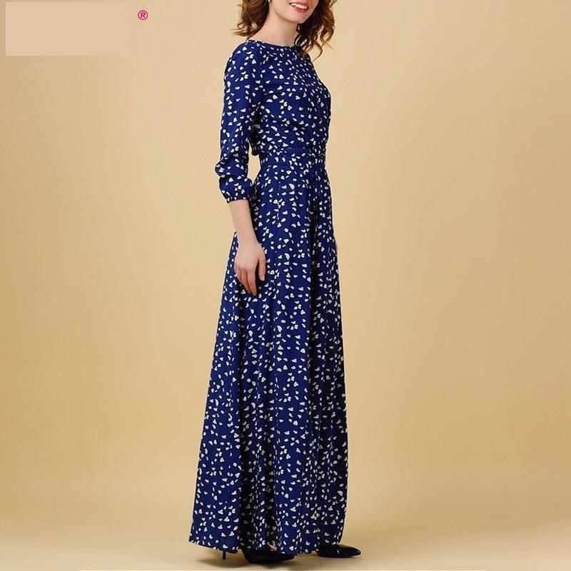 Vintage Print Elegant Maxi Dress